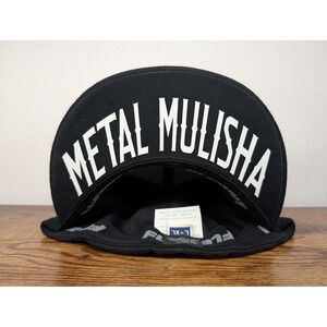 Metal Mulisha Flexfit Hat Mens L-XL Black Embroidered Skull Flat Brim Cap